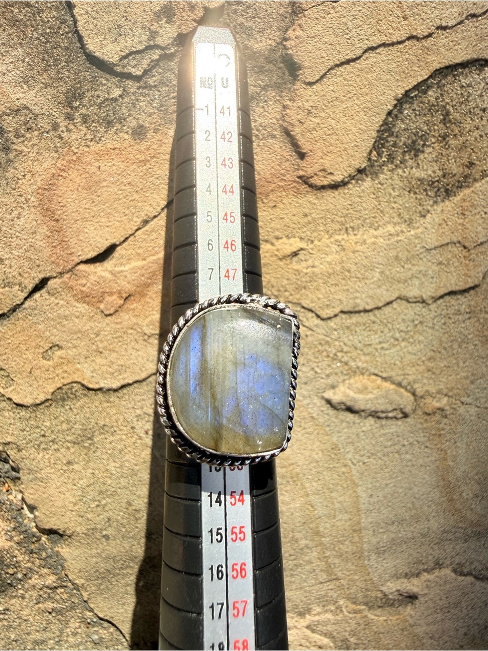 Labradorite Stone 925 Sterling Silver Ring Size 5.5